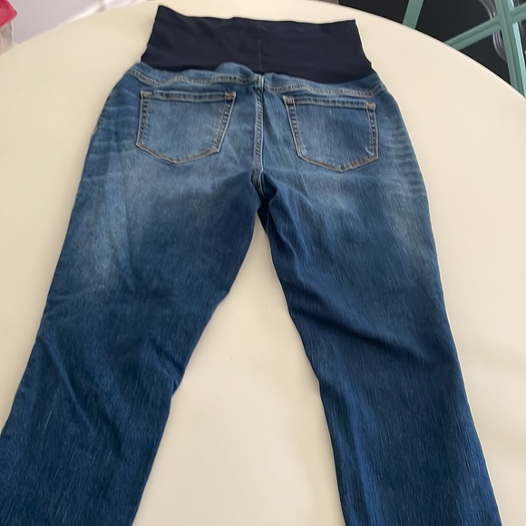 Liz Lange Maternity Ankle Skinny Factory Distressed PullOn jeans- Size M - Picture 5 of 11